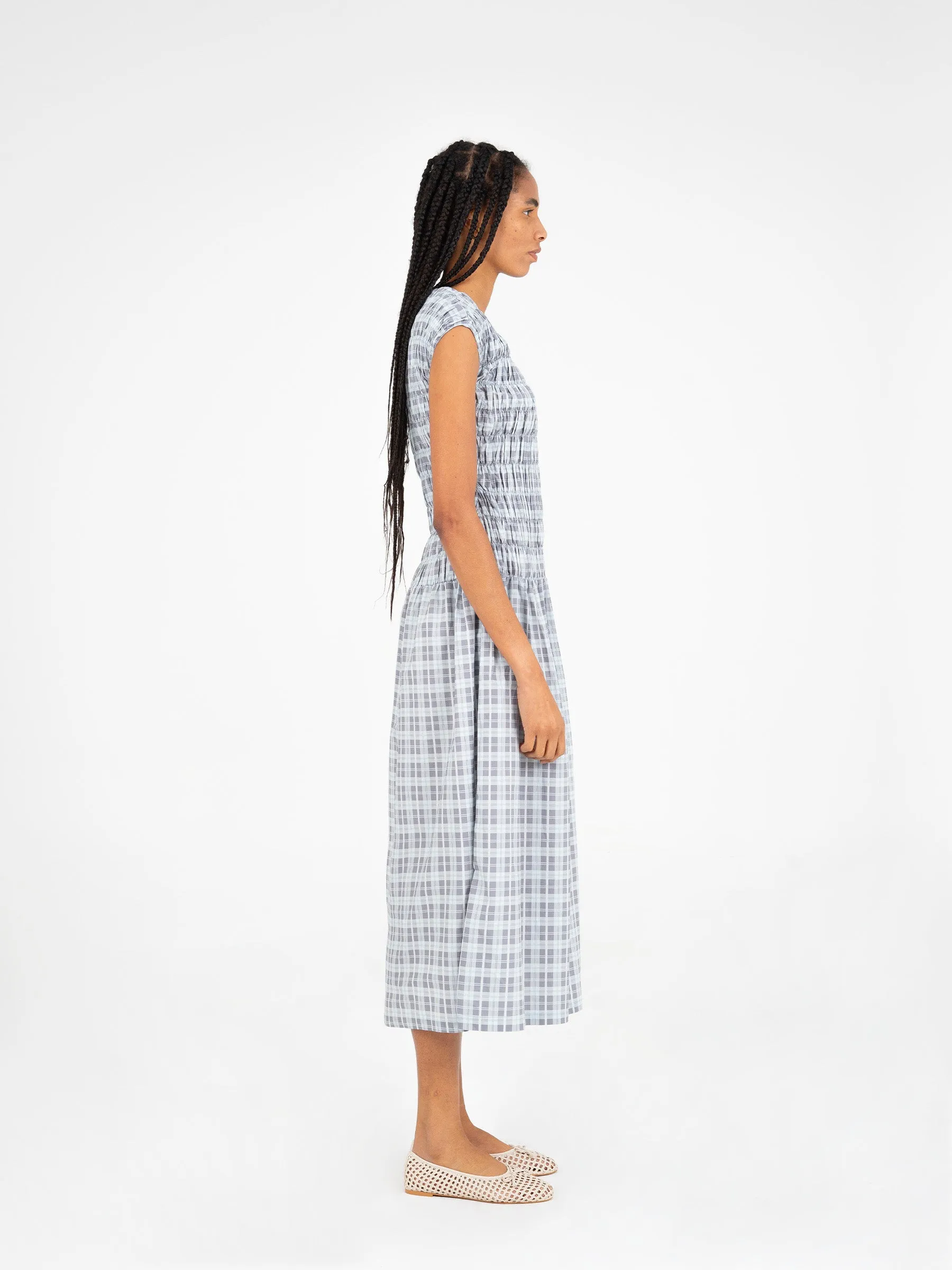 Empressa Blue Tartan Print Dress