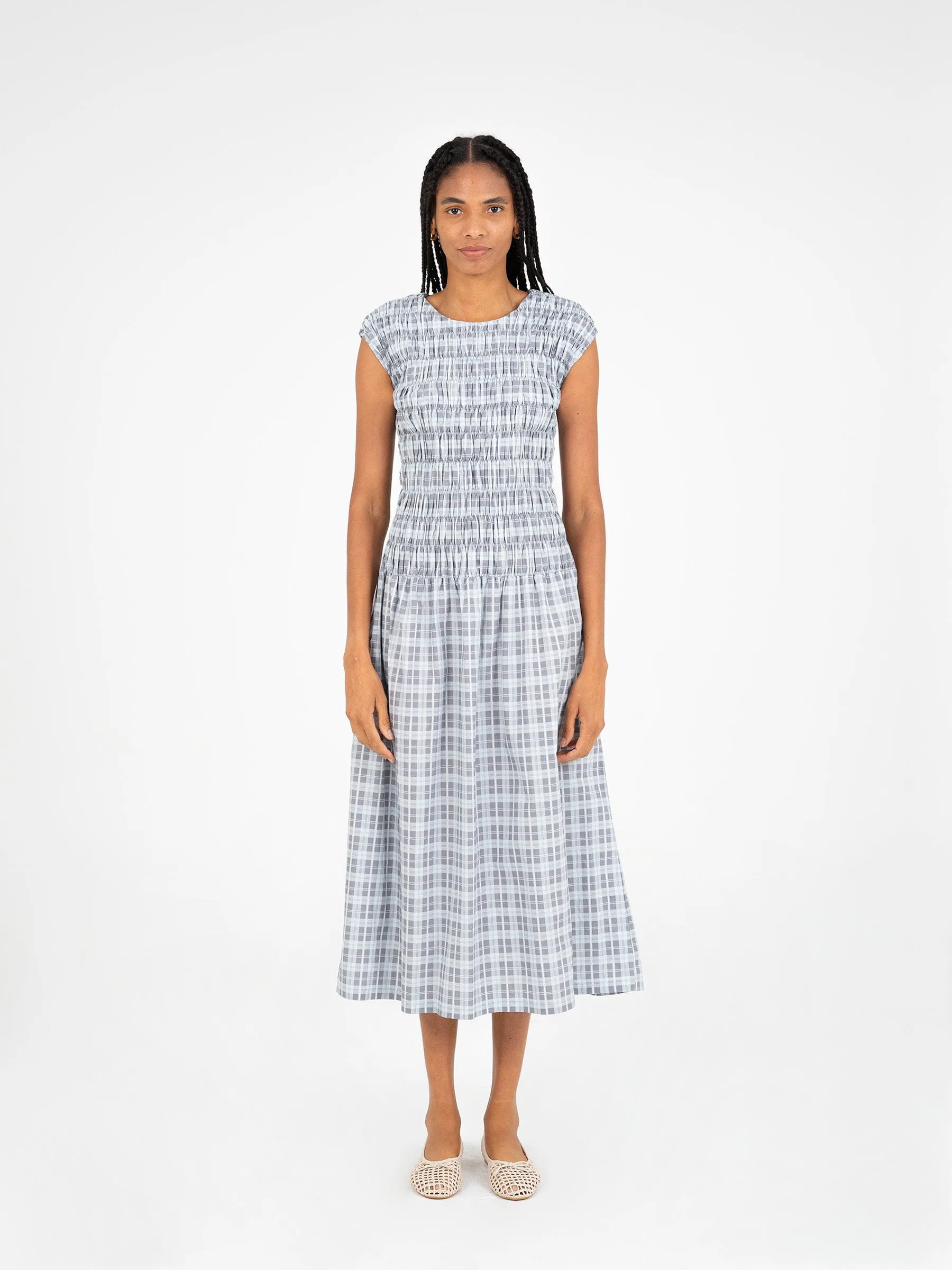 Empressa Blue Tartan Print Dress