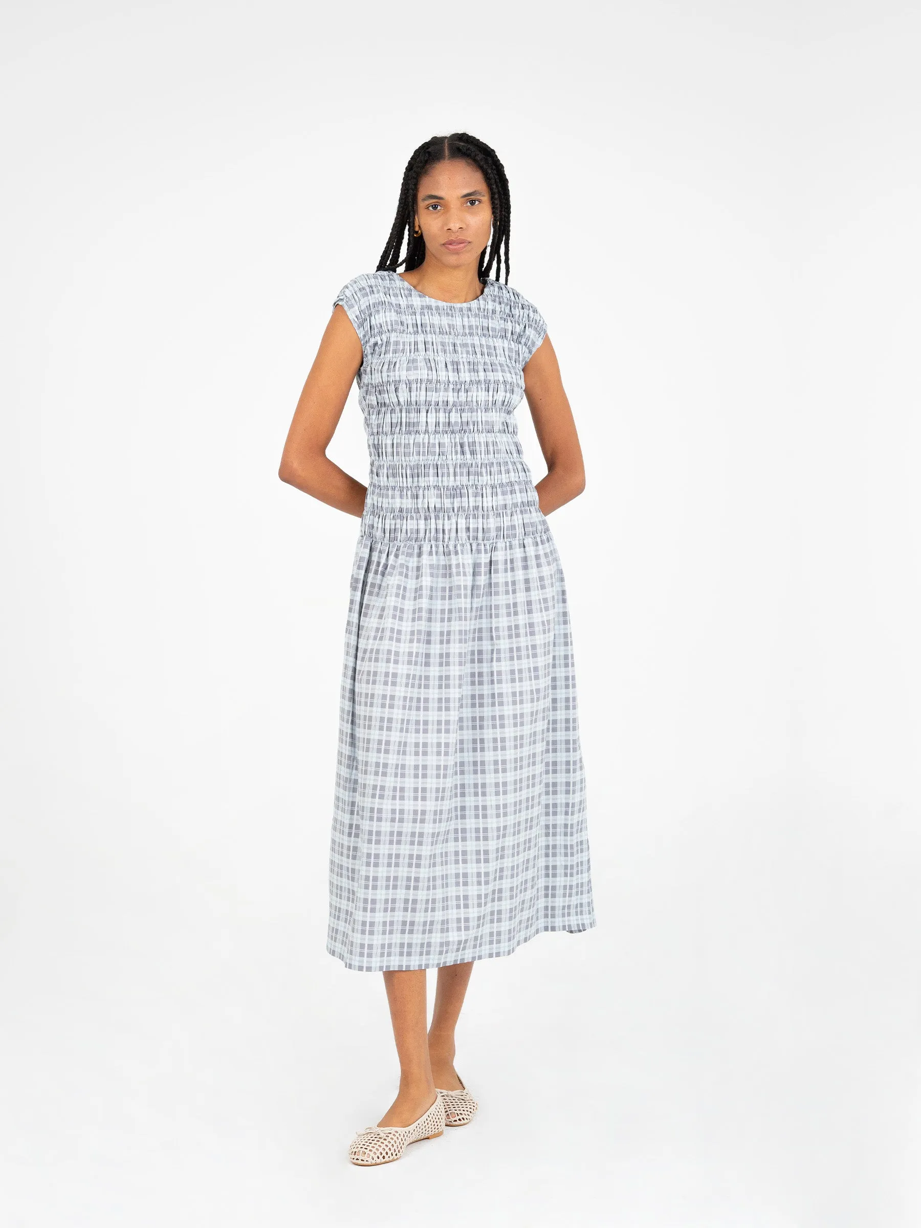 Empressa Blue Tartan Print Dress