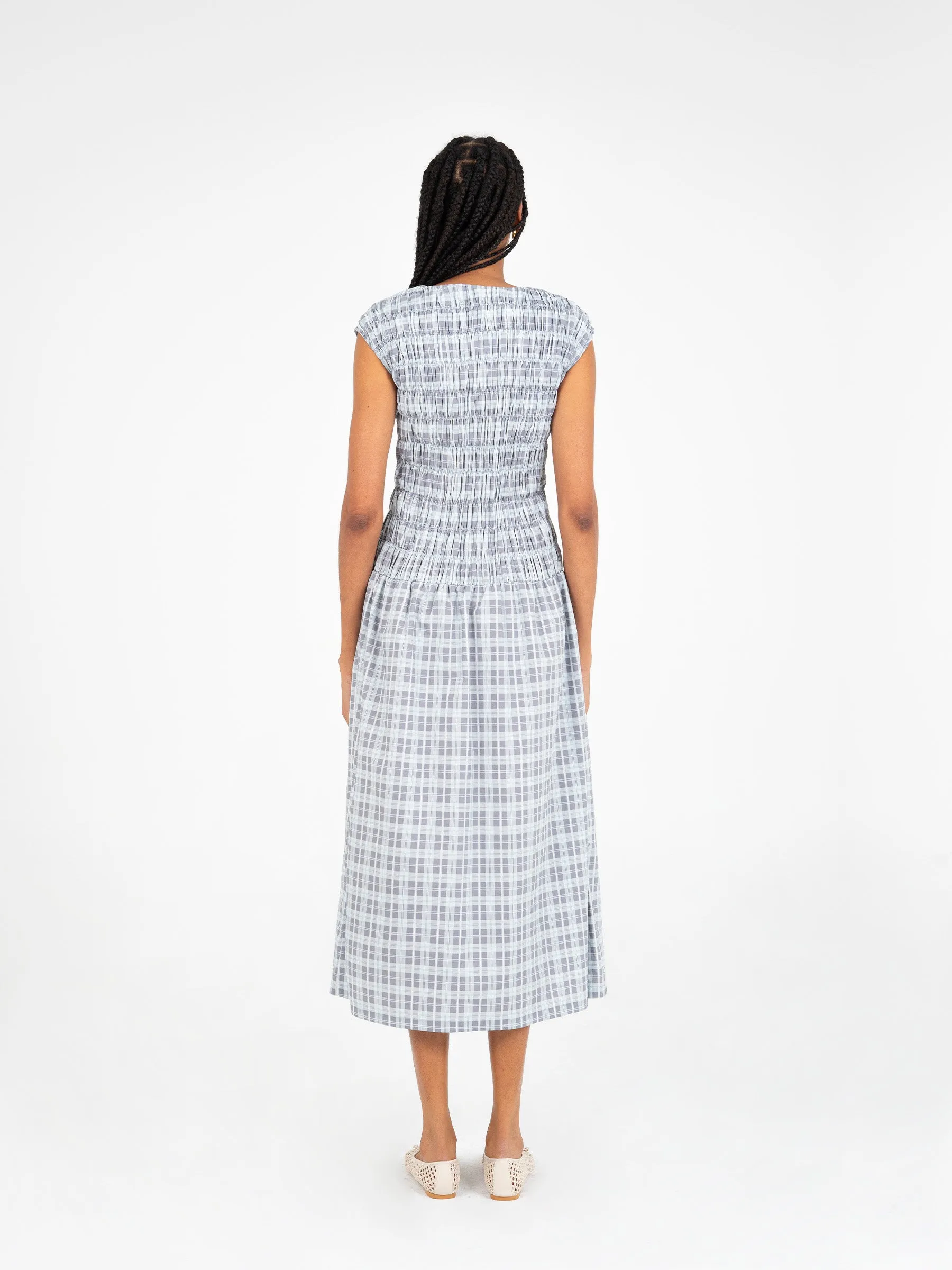 Empressa Blue Tartan Print Dress