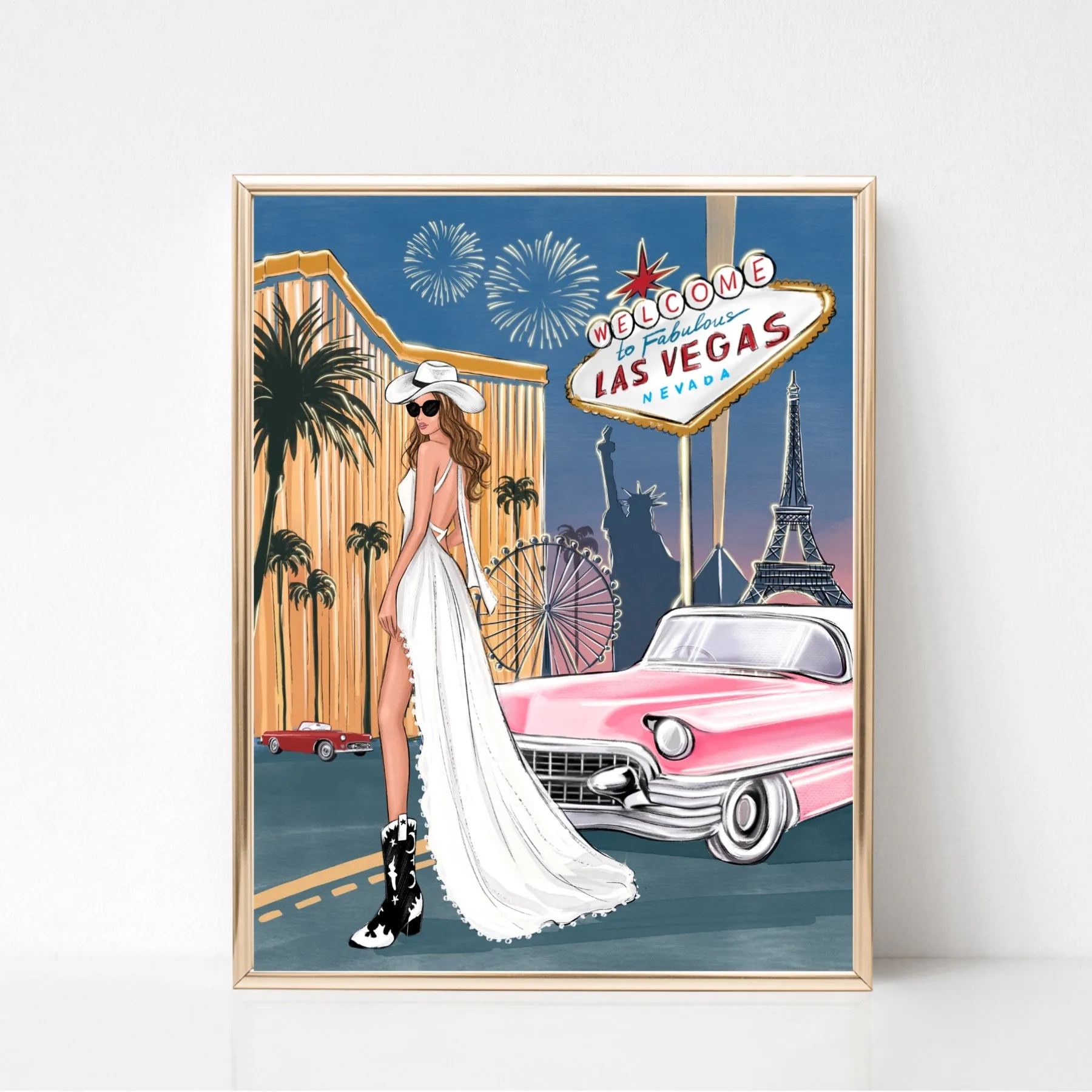 Girl in Las Vegas art print fashion illustration
