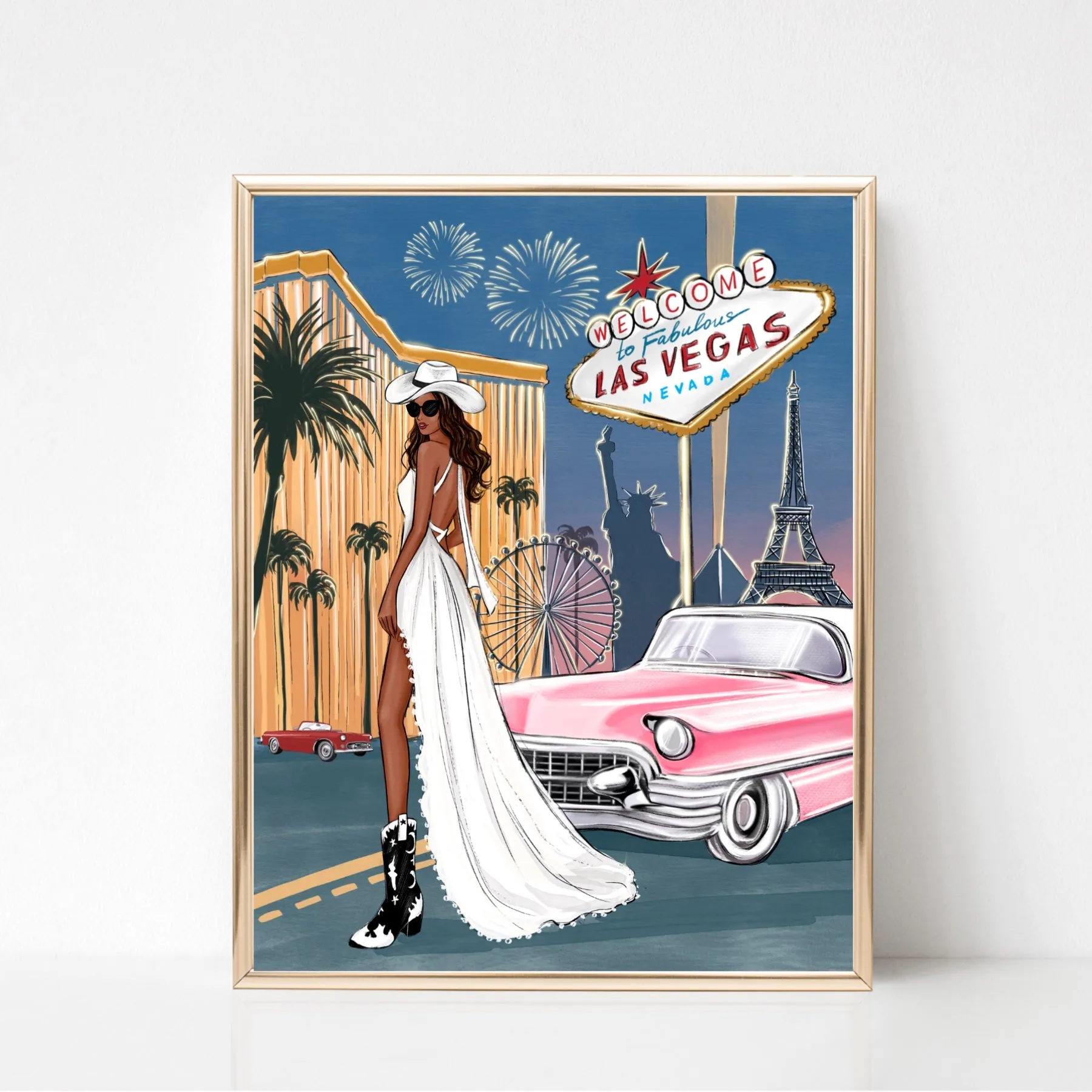 Girl in Las Vegas art print fashion illustration