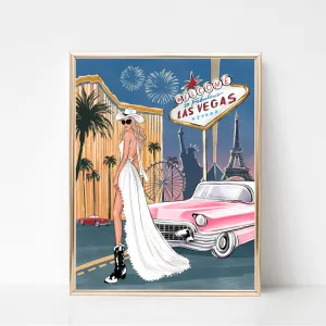 Girl in Las Vegas art print fashion illustration