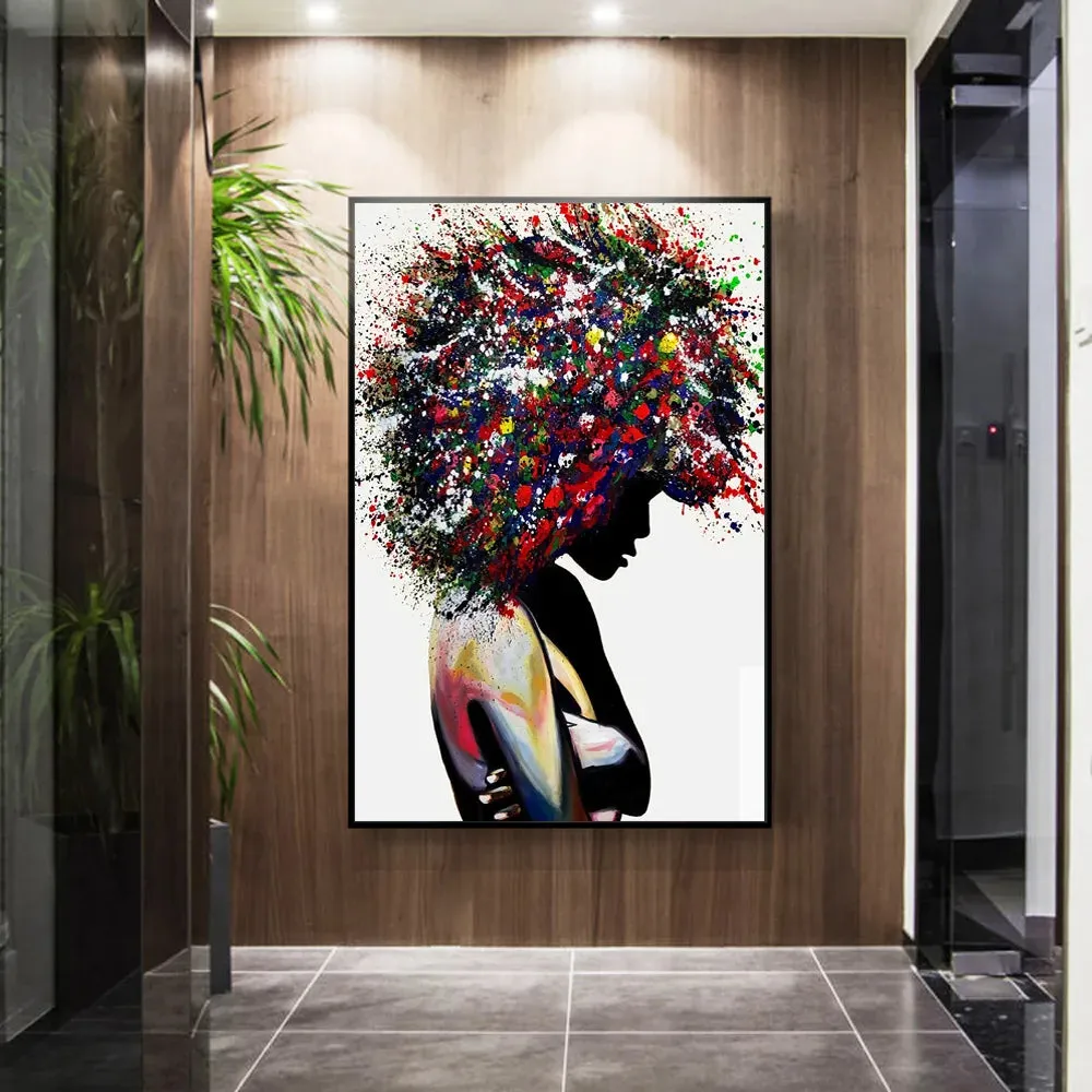 Graffiti Art Of Black Woman Canvas Paintings On the Wall Art Posters And Prints African Woman Modern Art Picture Home Wall Decor