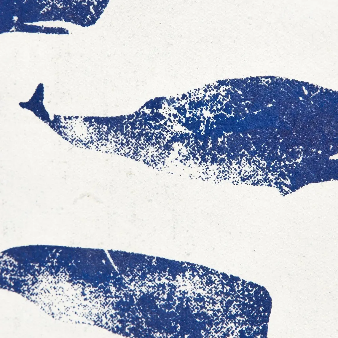 Lámina de tela y madera para colgar con ballenas azules - D6759