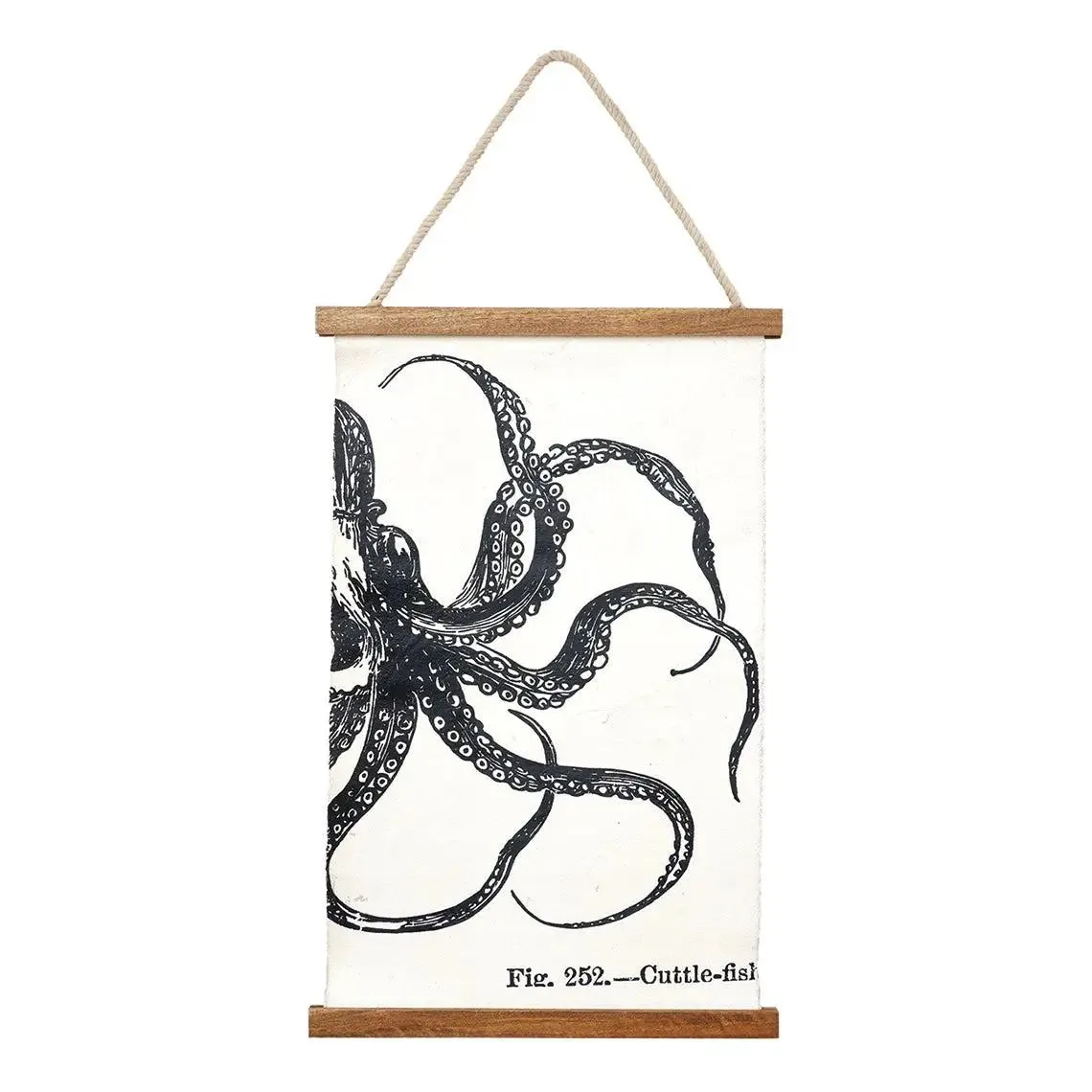 Lámina de tela y madera para colgar. Pulpo - D6753