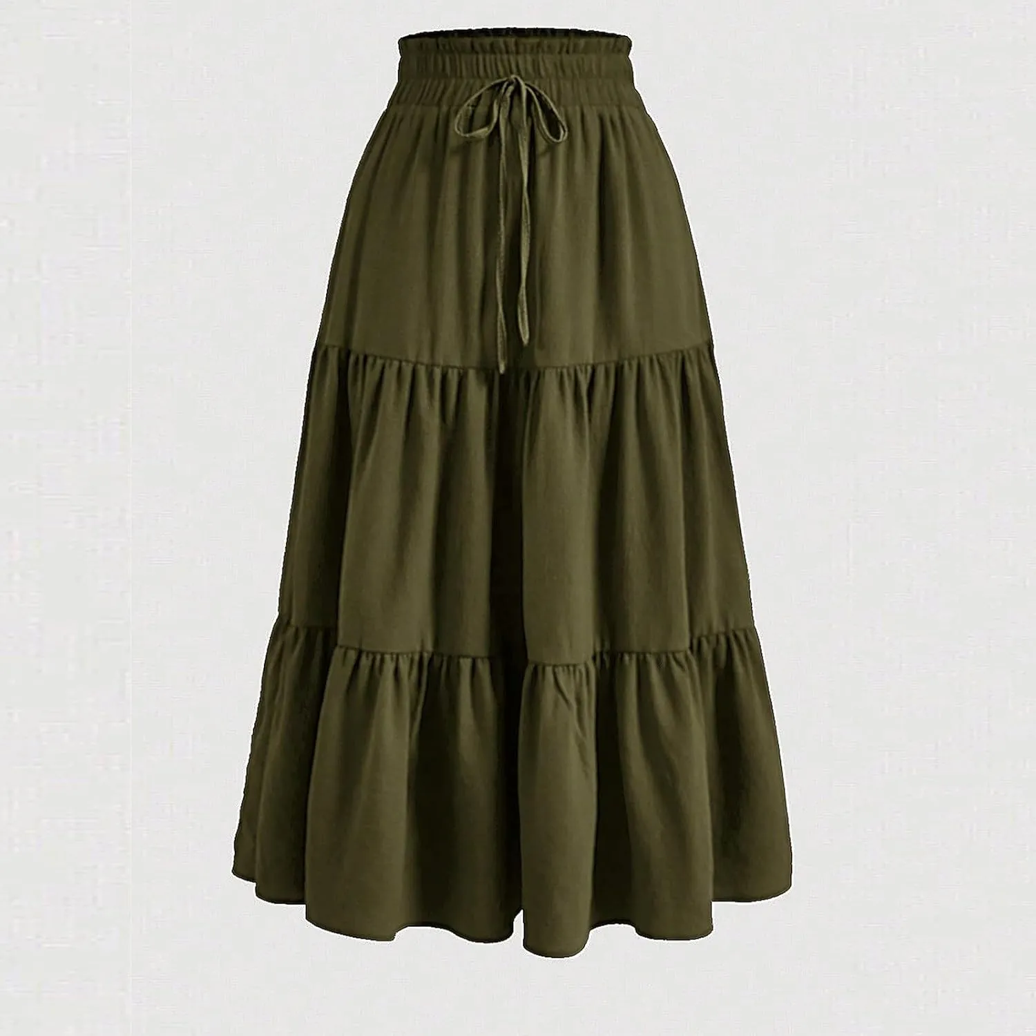 Maxi Skirts for Women 2025 Boho Floral Elastic Waist Tiered Long Skirt Flowy Summer Vacation Aline Beach Skirt