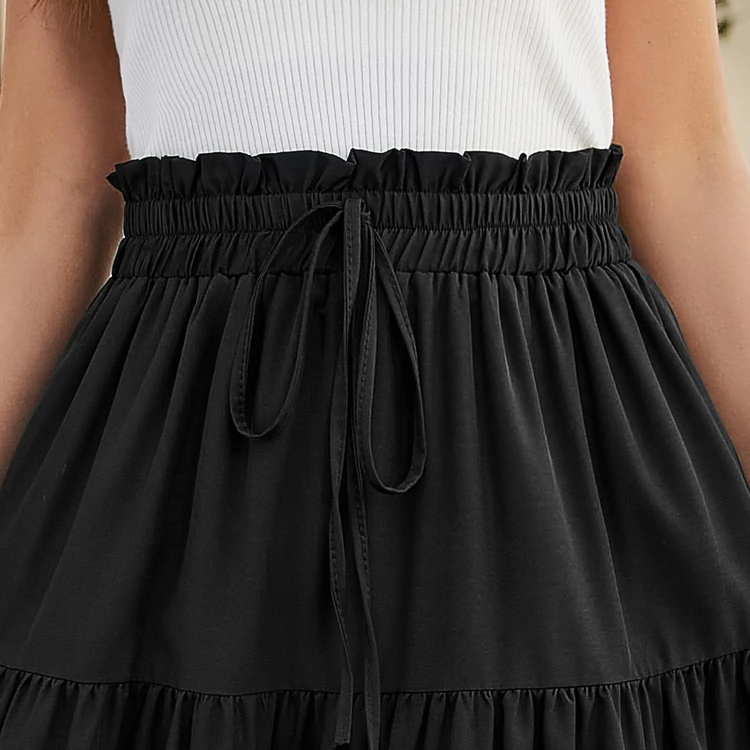 Maxi Skirts for Women 2025 Boho Floral Elastic Waist Tiered Long Skirt Flowy Summer Vacation Aline Beach Skirt