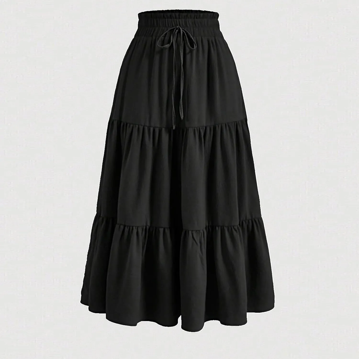 Maxi Skirts for Women 2025 Boho Floral Elastic Waist Tiered Long Skirt Flowy Summer Vacation Aline Beach Skirt
