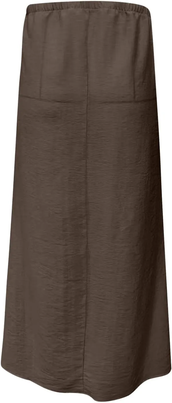 Maxi Skirts for Women Summer Design Cotton Linen Long Skirts Boho Casual Flowy Skirts Drawstring Waist A Line Skirts