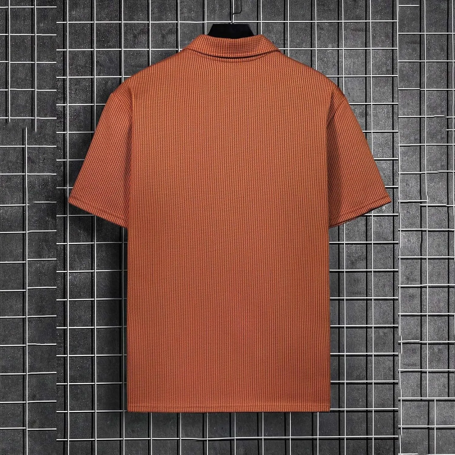 Mens Knitted Polo Shirts 2025 Summer Casual Textured Golf Polos Shirt V Neck Short Sleeve Performance Collared Shirts