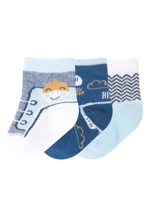 Pack calcetin Happy Recién Nacido Celeste Black and Blue