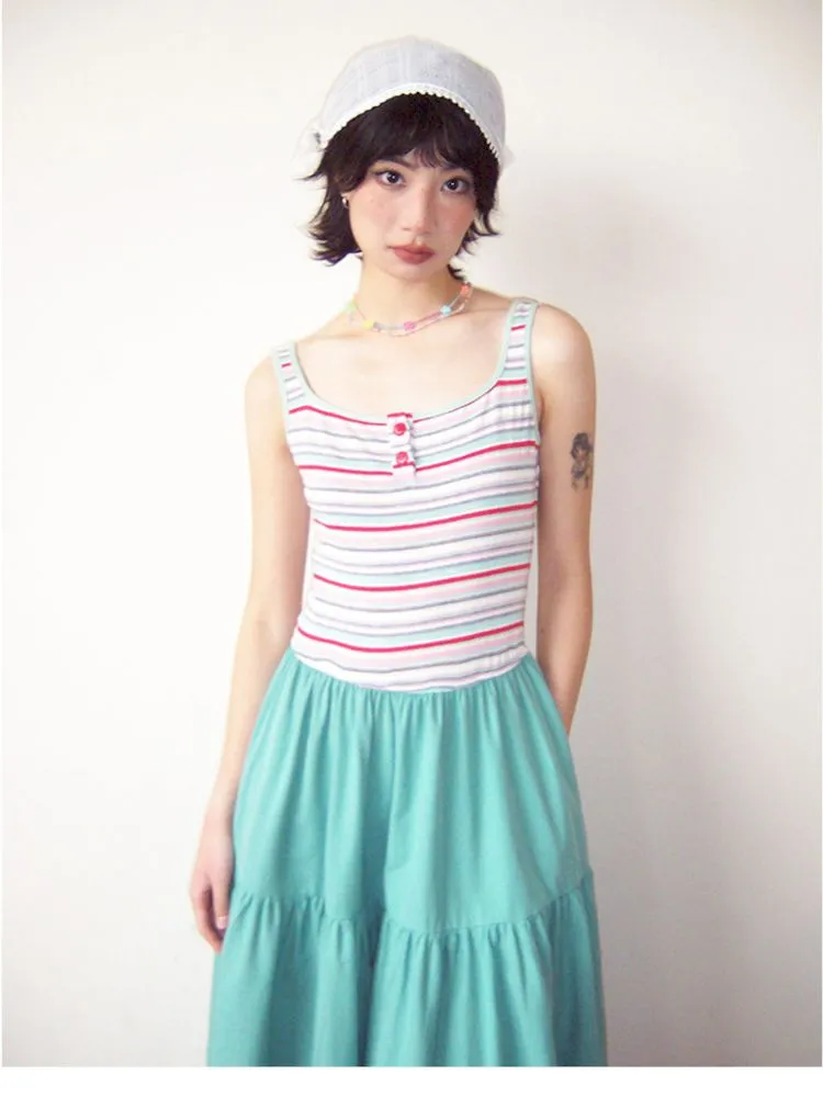 Patchwork A-line Vest Dress【s0000008820】