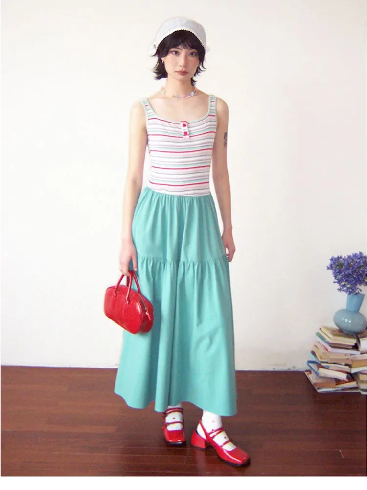 Patchwork A-line Vest Dress【s0000008820】