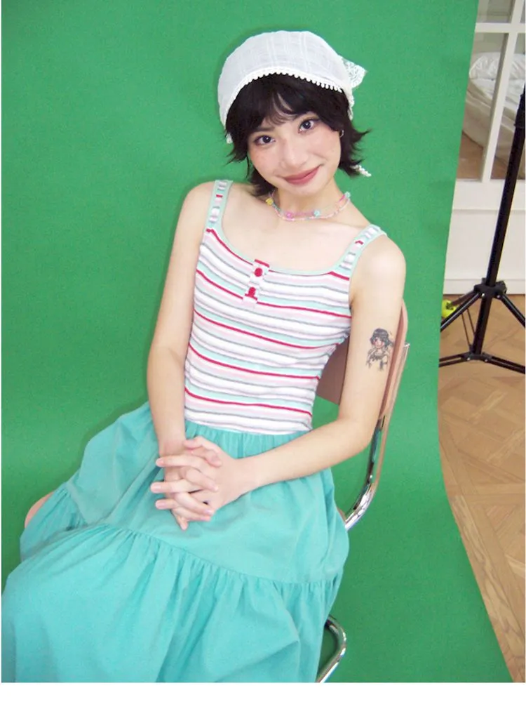Patchwork A-line Vest Dress【s0000008820】