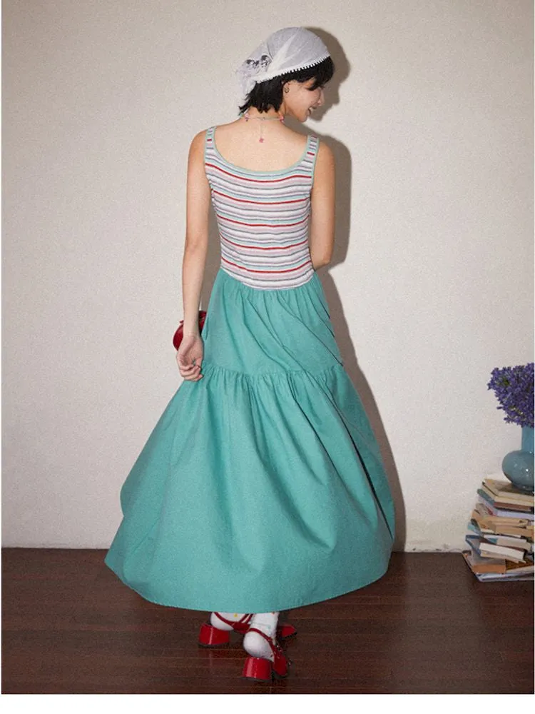 Patchwork A-line Vest Dress【s0000008820】