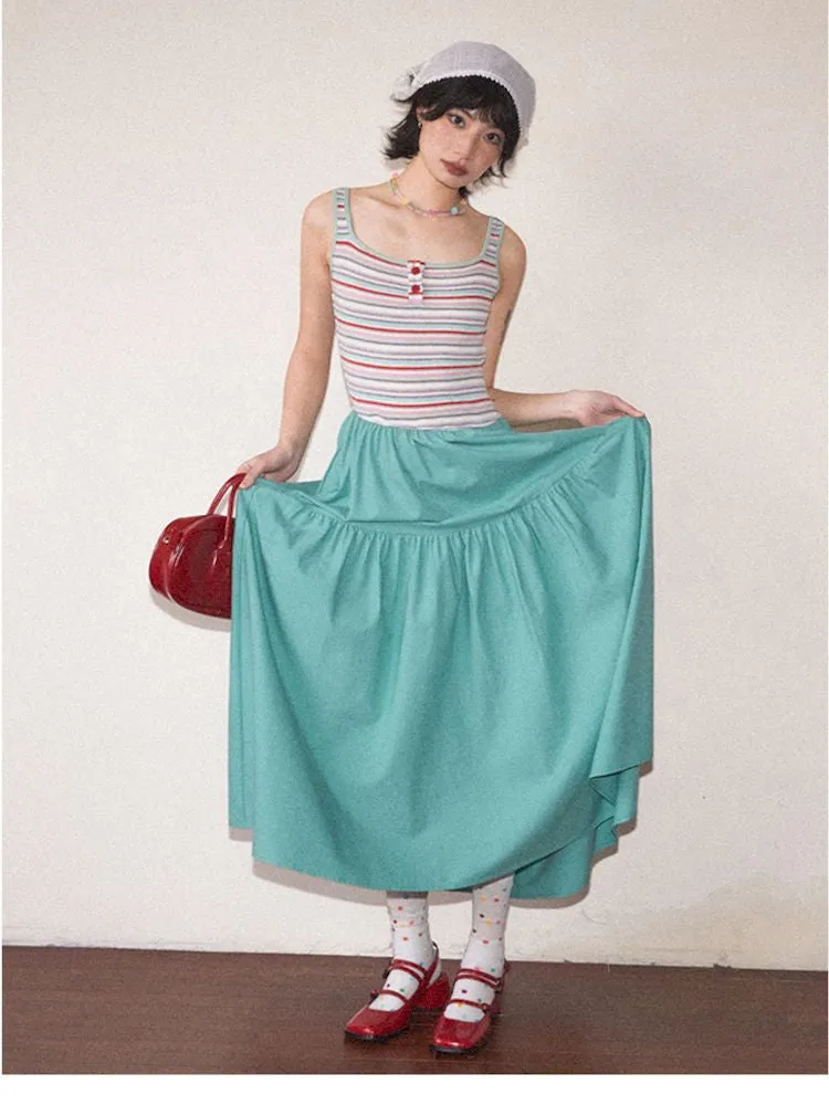Patchwork A-line Vest Dress【s0000008820】