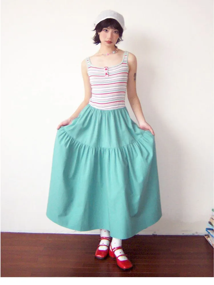 Patchwork A-line Vest Dress【s0000008820】