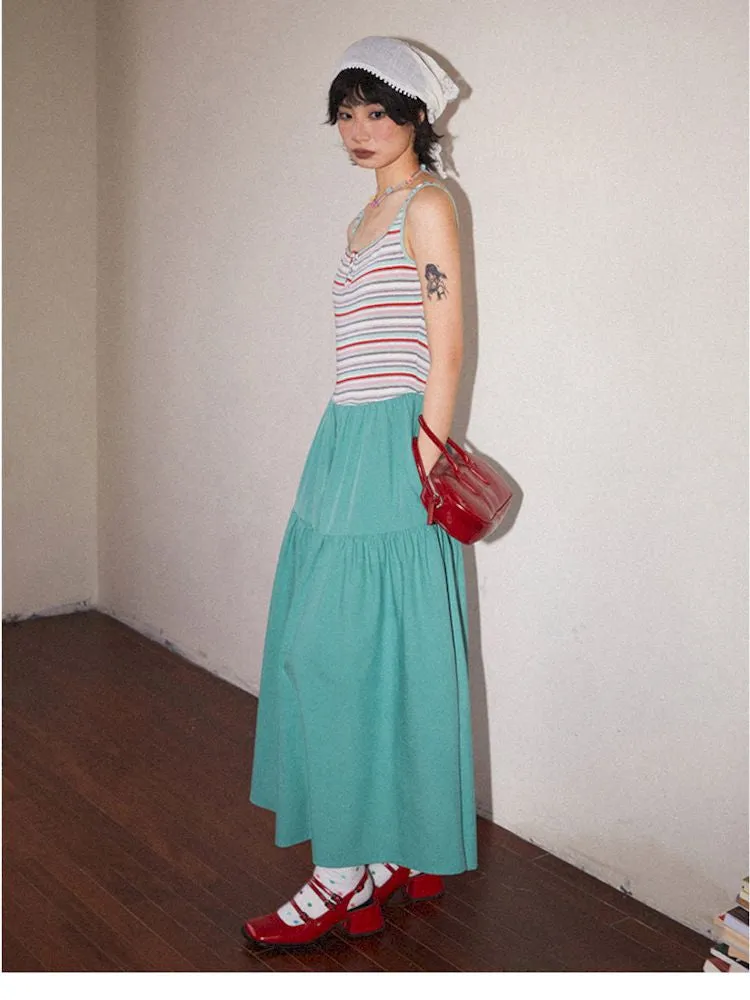 Patchwork A-line Vest Dress【s0000008820】