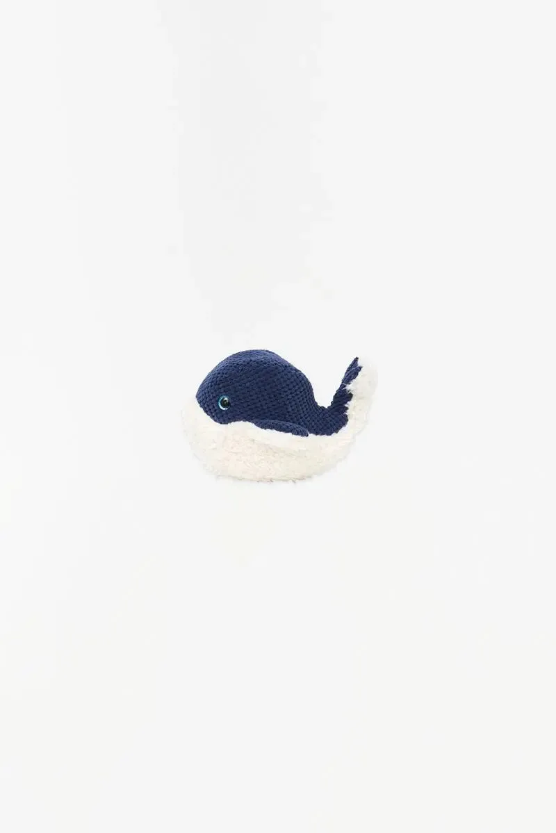 Peluche suave de ballena blanco y azul 25 cm. Algodón - D2273
