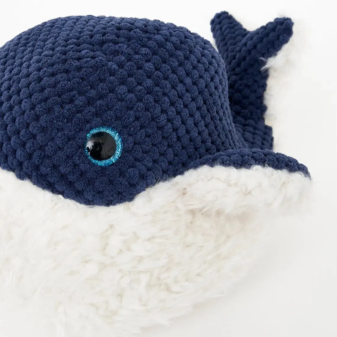 Peluche suave de ballena blanco y azul 25 cm. Algodón - D2273