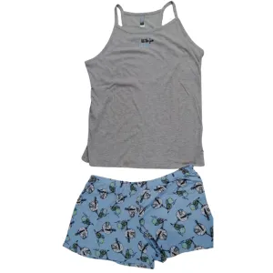 Pijama Gris con short azules
