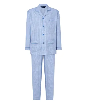 Pijama Hombre Largo Solapa Algodón Popelín Cuadros - Celeste 2988_30