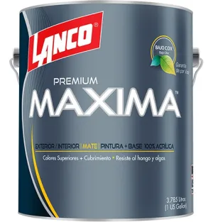 Pintura Acrilica Maxima Premium. Color Blanco Mate, 1 Galon