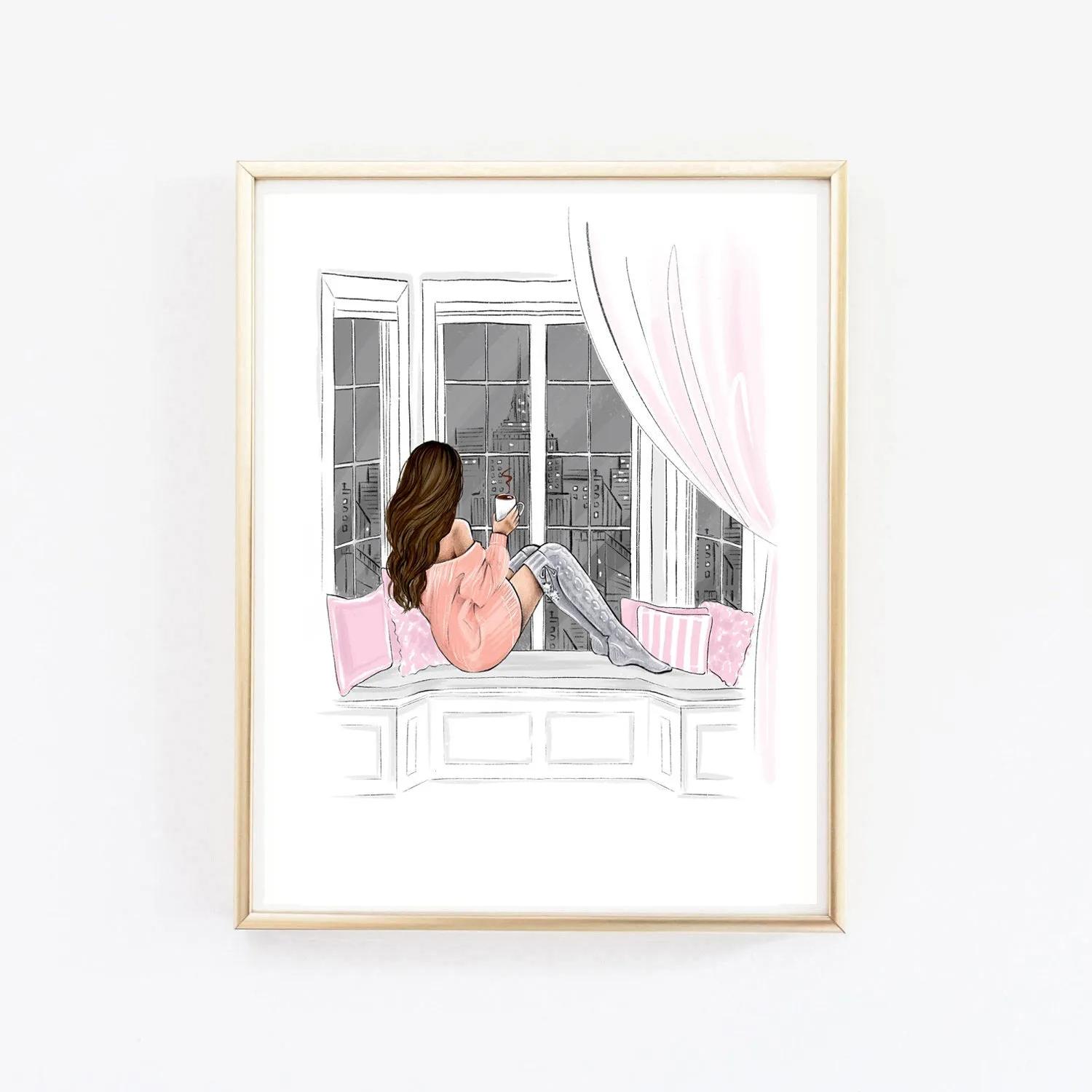 "Let`s get cozy" winter art print fashion illustration