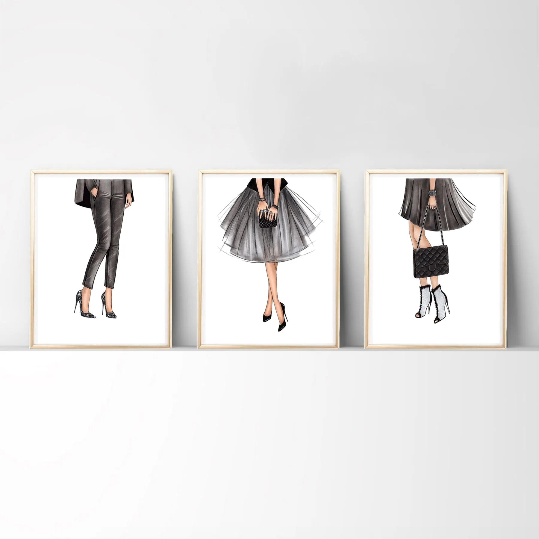 SET OF 3 ART PRINTS fashion illustrations