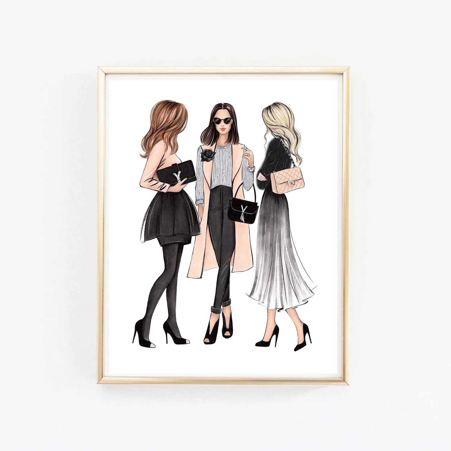 SET OF 6 ART PRINTS fashion illustrations