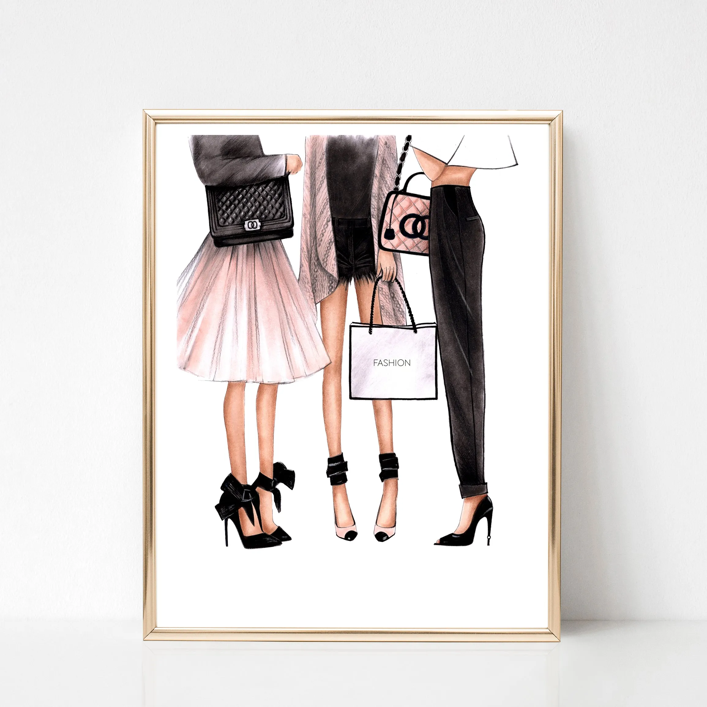 SET OF 6 ART PRINTS fashion illustrations