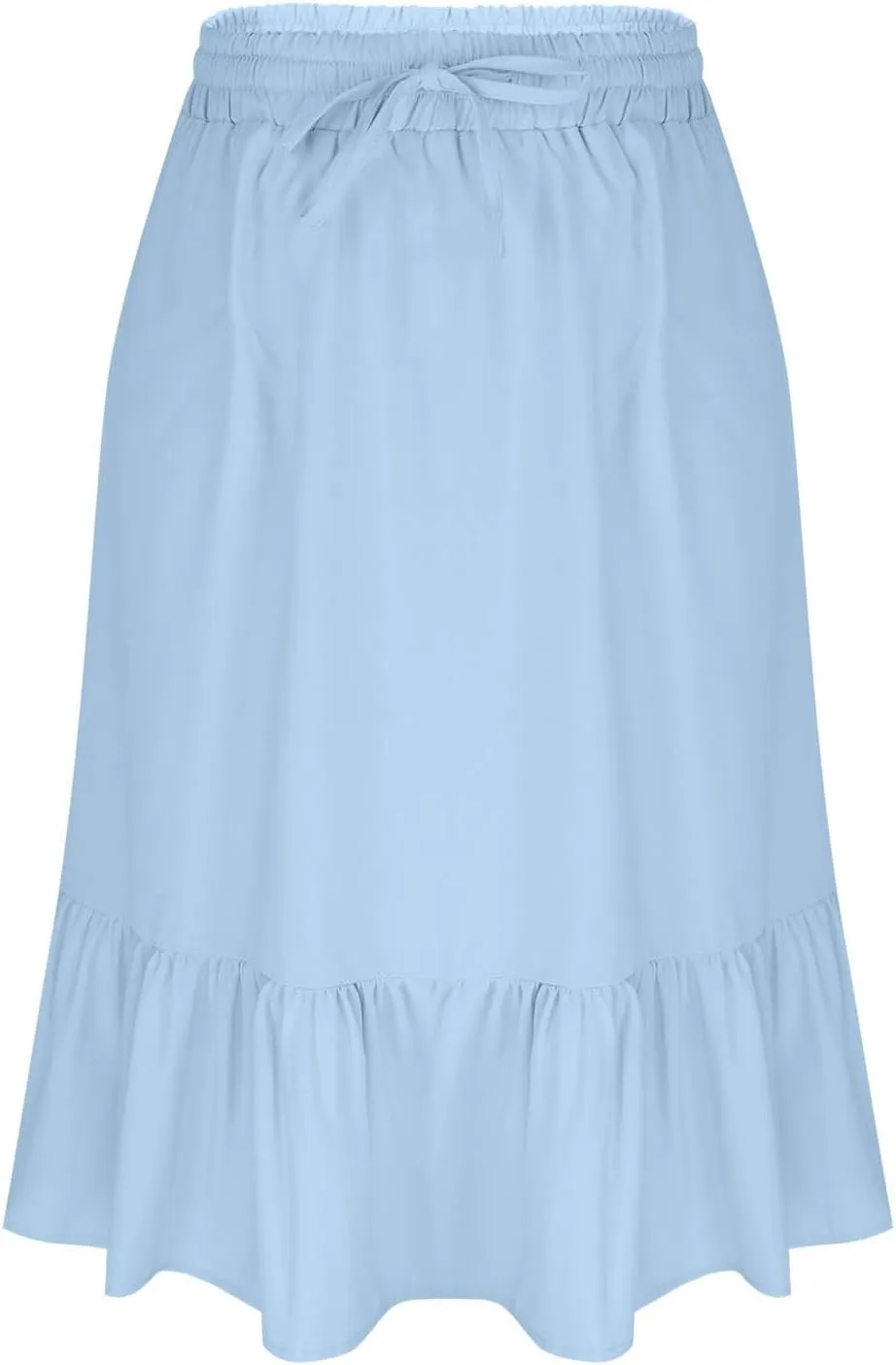 Summer Skirts for Women Trendy with Pockets Drawstring High Waisted Lightweight Casual Tiered Flowy A-Line Midi Skirt