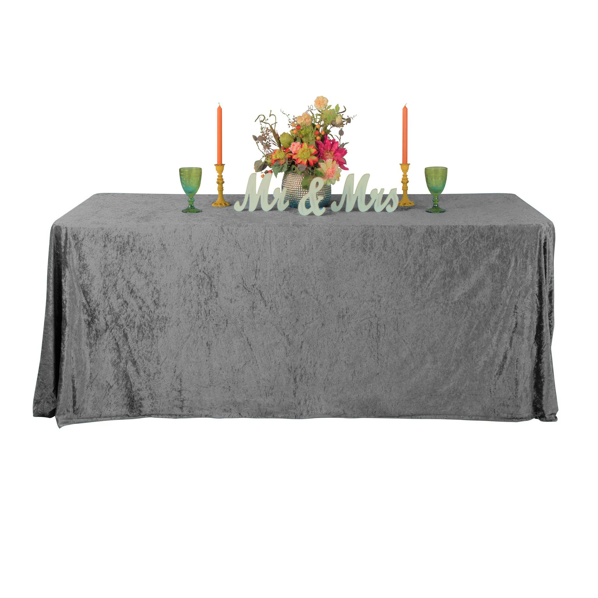Velvet 90"x156" Rectangular Tablecloth - Charcoal