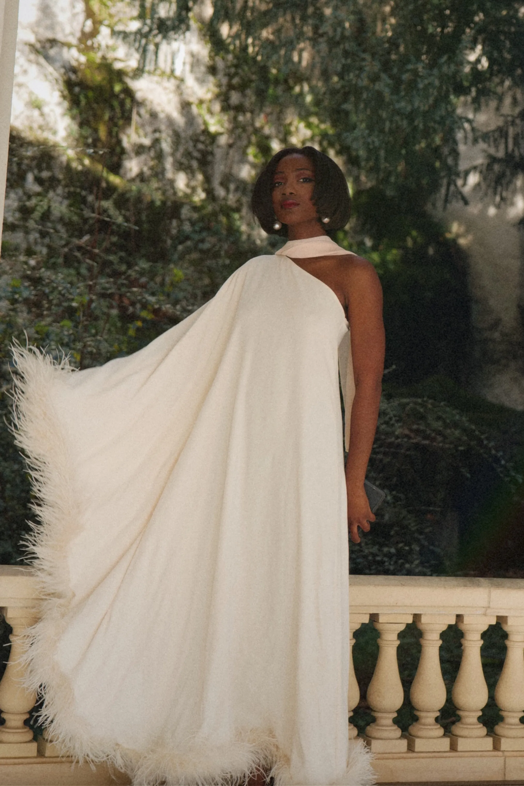 VESTIDO COMPRIDO PÉROLA COM MANGA MORCEGO