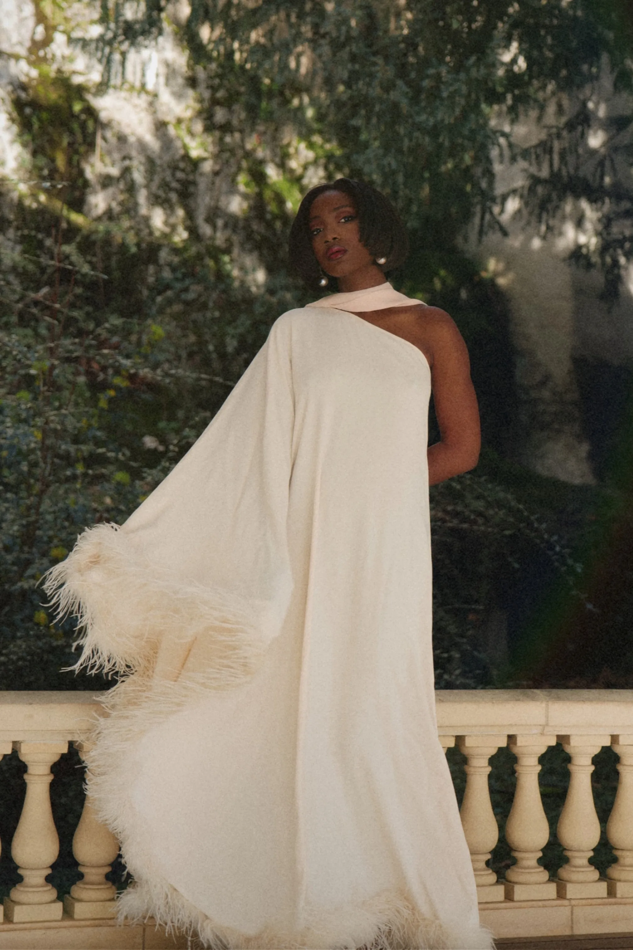 VESTIDO COMPRIDO PÉROLA COM MANGA MORCEGO