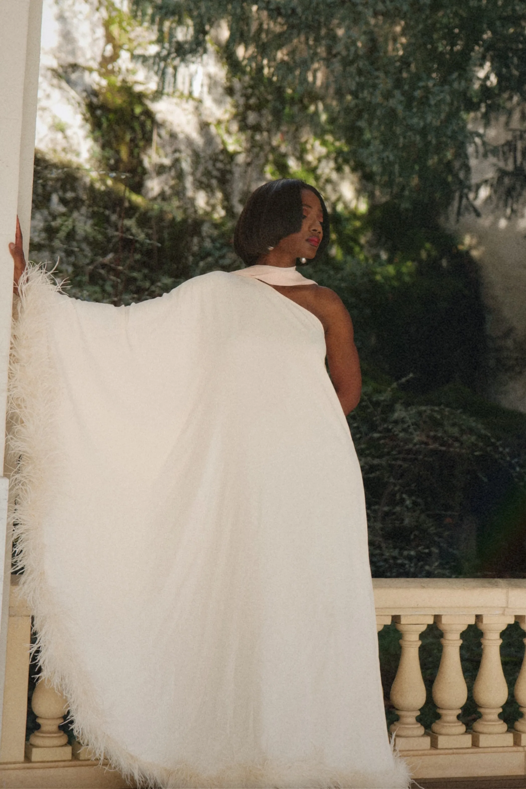 VESTIDO COMPRIDO PÉROLA COM MANGA MORCEGO