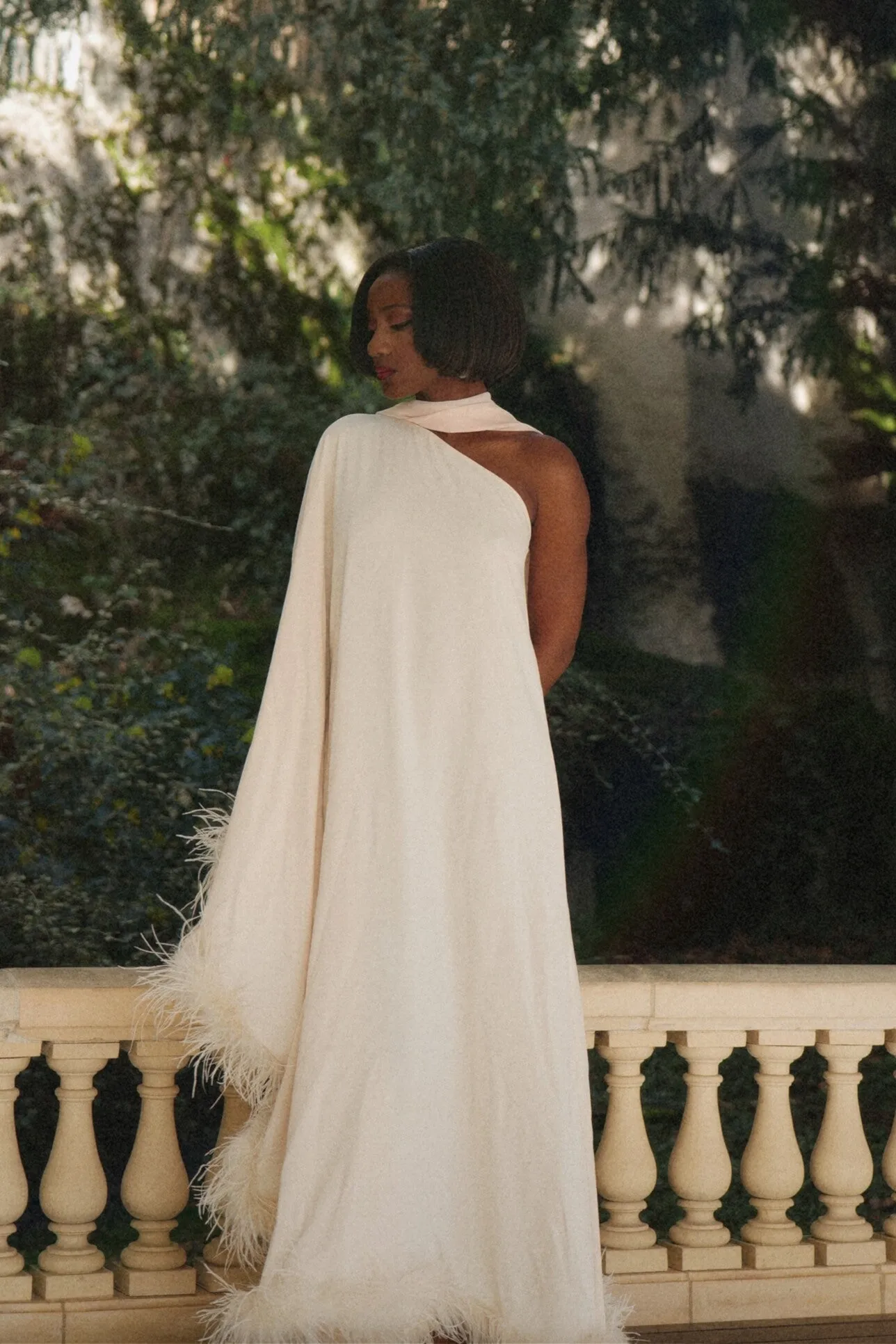 VESTIDO COMPRIDO PÉROLA COM MANGA MORCEGO