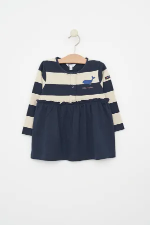 Vestido de algodón combinado a rayas