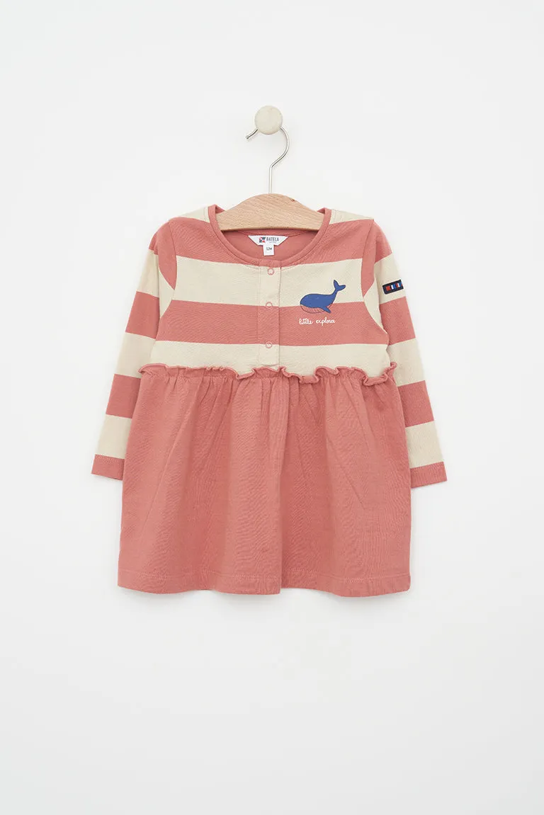 Vestido de algodón combinado a rayas