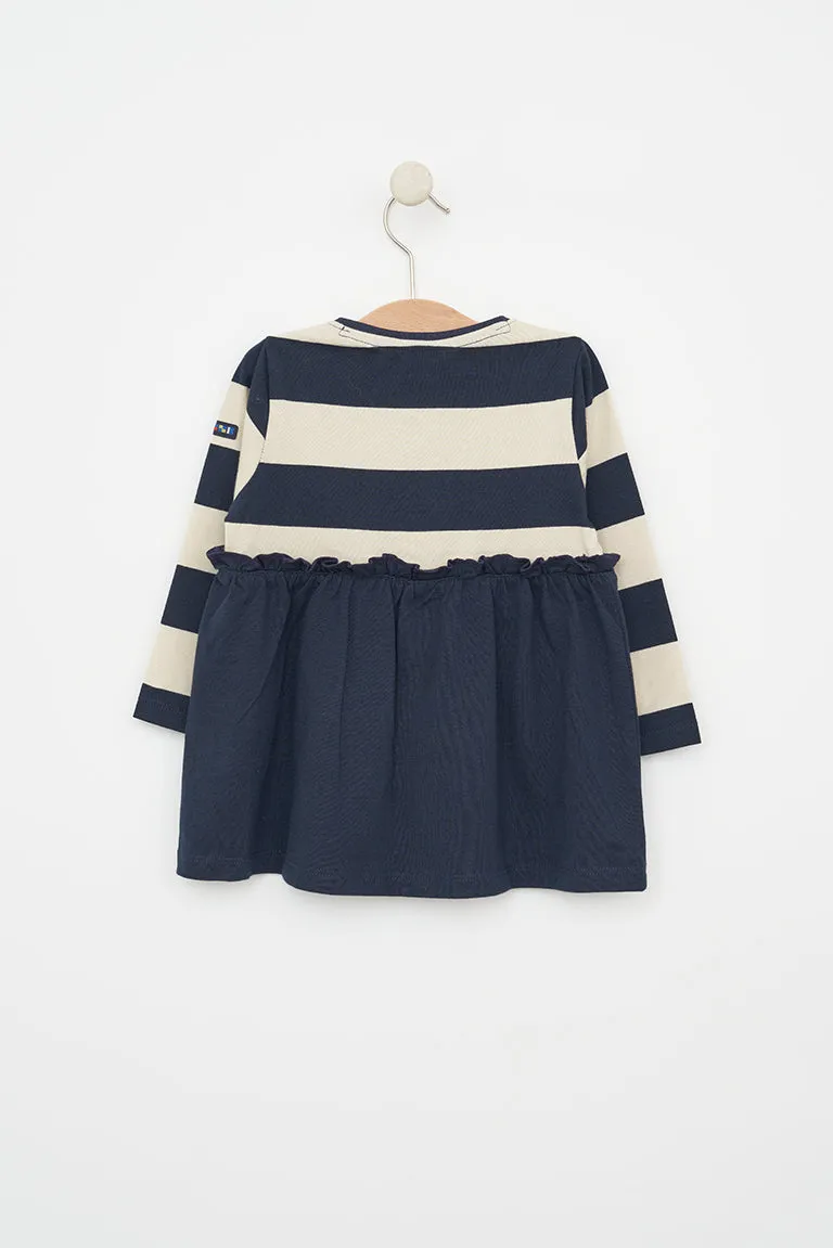 Vestido de algodón combinado a rayas