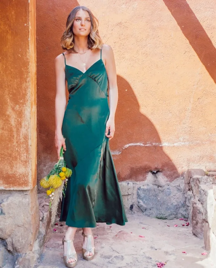 Vestido de Fiesta Largo Manuela Verde Oscuro