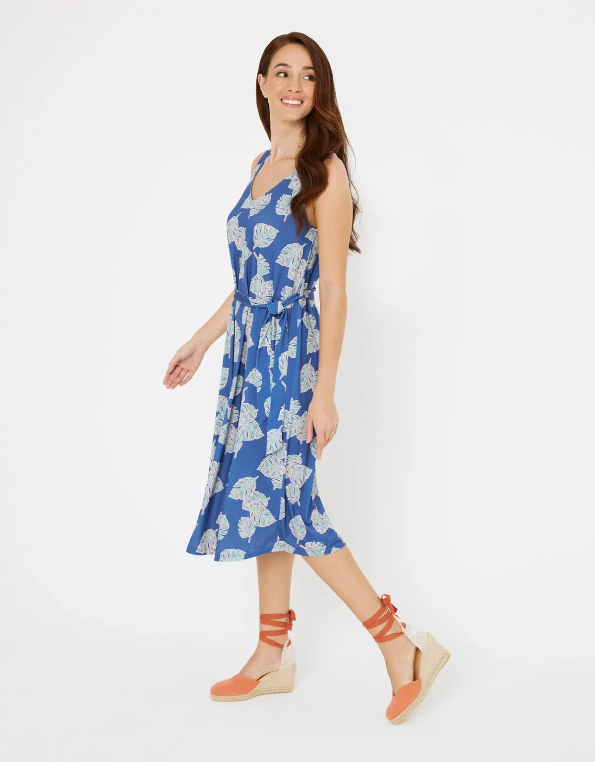 Vestido Midi Estampado Azul - Lontana