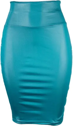 Women Faux PU Leather Bodycon Skirt High Waist Tight Pencil Skirt Sexy Half-Length Wrap Hip Skirt Clubwear