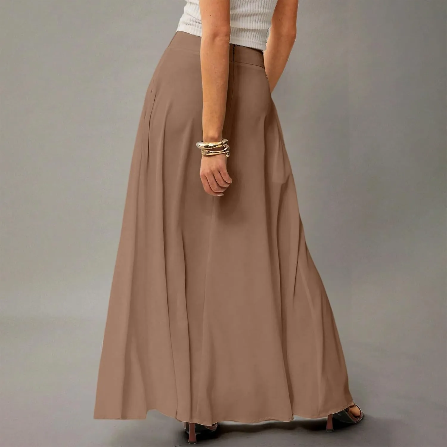 Women's Boho Dresses 2025 Floral Skirt Casual Elastic High Waist Maxi Skirts Flowy A Line Beach Long Skirt, S-2XL