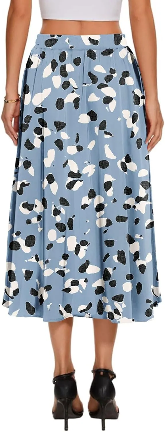 Women's Boho Outfits 2025 Bohemian Long Skirts Flowy High Waist A Line Summer Pleated Skirts, S-2XL