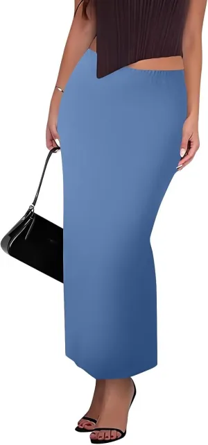 Women's Flowy Skirts Summer Casual High Waisted Ruched Maxi Long Bodycon Going Out Skirts, S-2XL