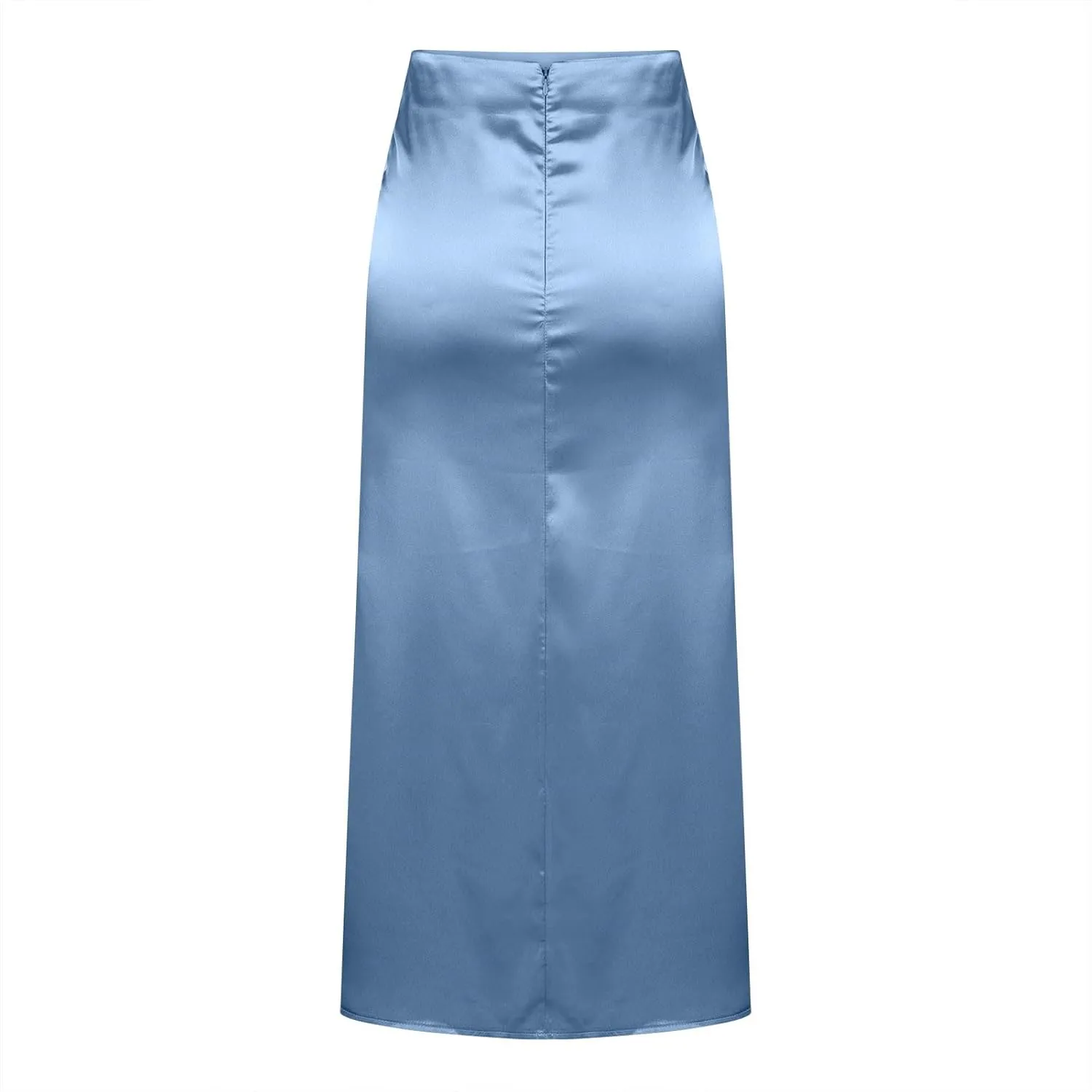 Women's Silk Satin Maxi Skirt High Waist Elegant A Line Fishtail Summer Wedding Work Ruffle Hem Flared Long Skirt