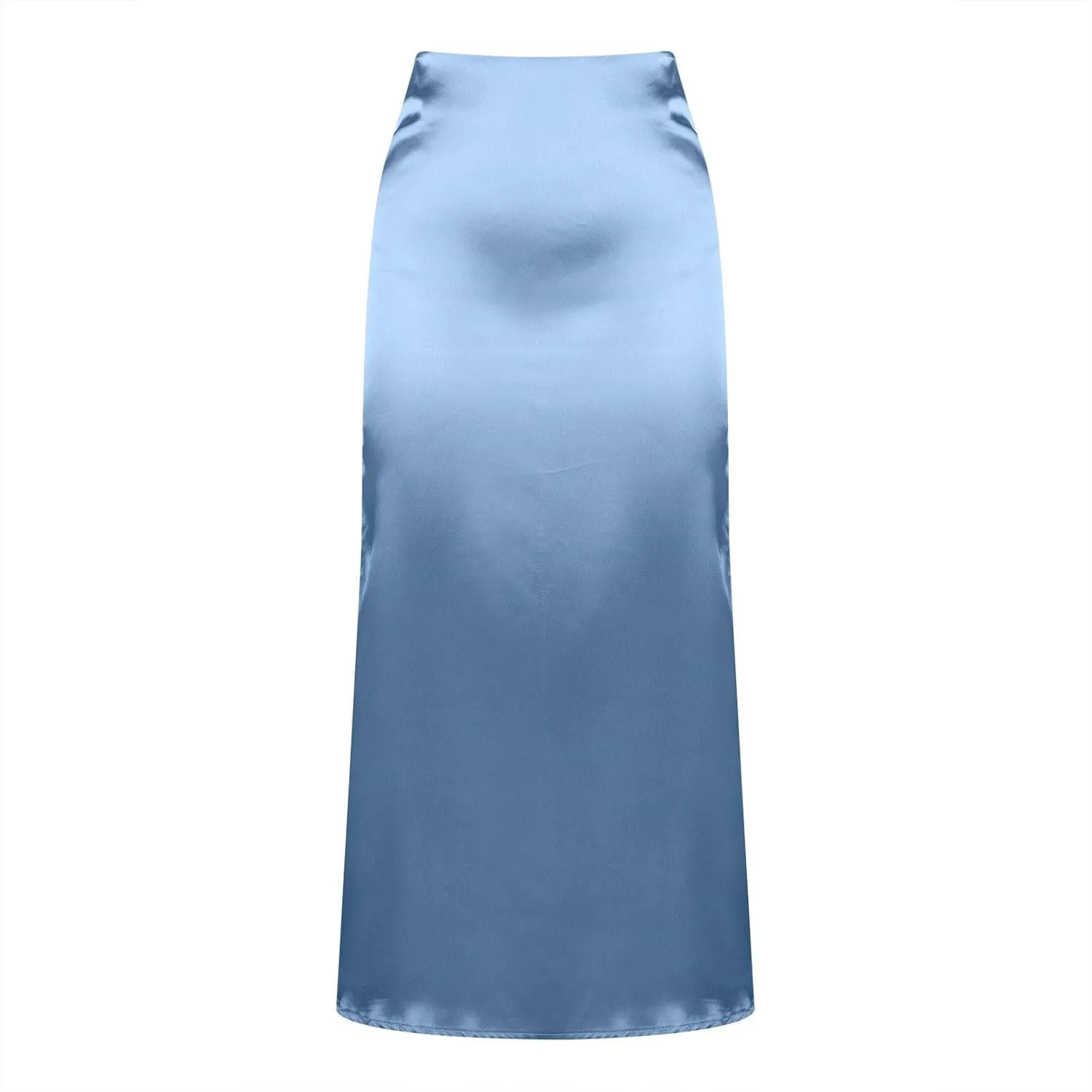 Women's Silk Satin Maxi Skirt High Waist Elegant A Line Fishtail Summer Wedding Work Ruffle Hem Flared Long Skirt