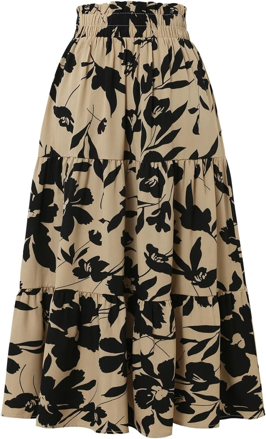 Women's Skirts Women's Summer Comfy Tiered Elastic High Waisted Skirts Casual Floral Print A Line Skirt